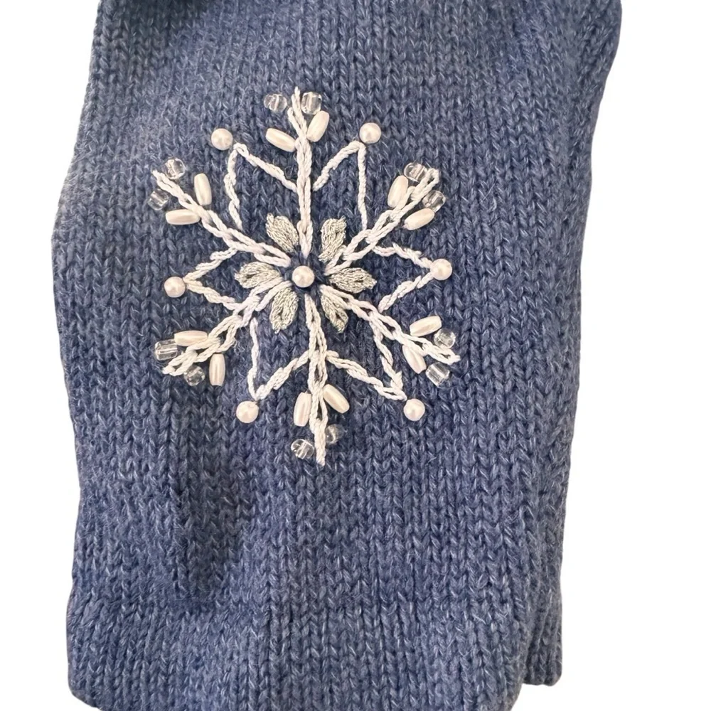 Vintage Breckenridge Snowflake Blue Sweater Cardigan Winter Holiday Size L - Picture 3 of 7